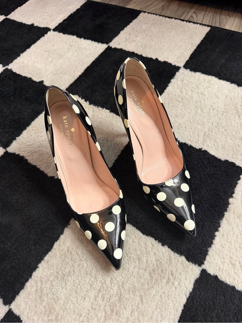 Kate Spade Black and White Polka Dot Pointed Toe Pumps